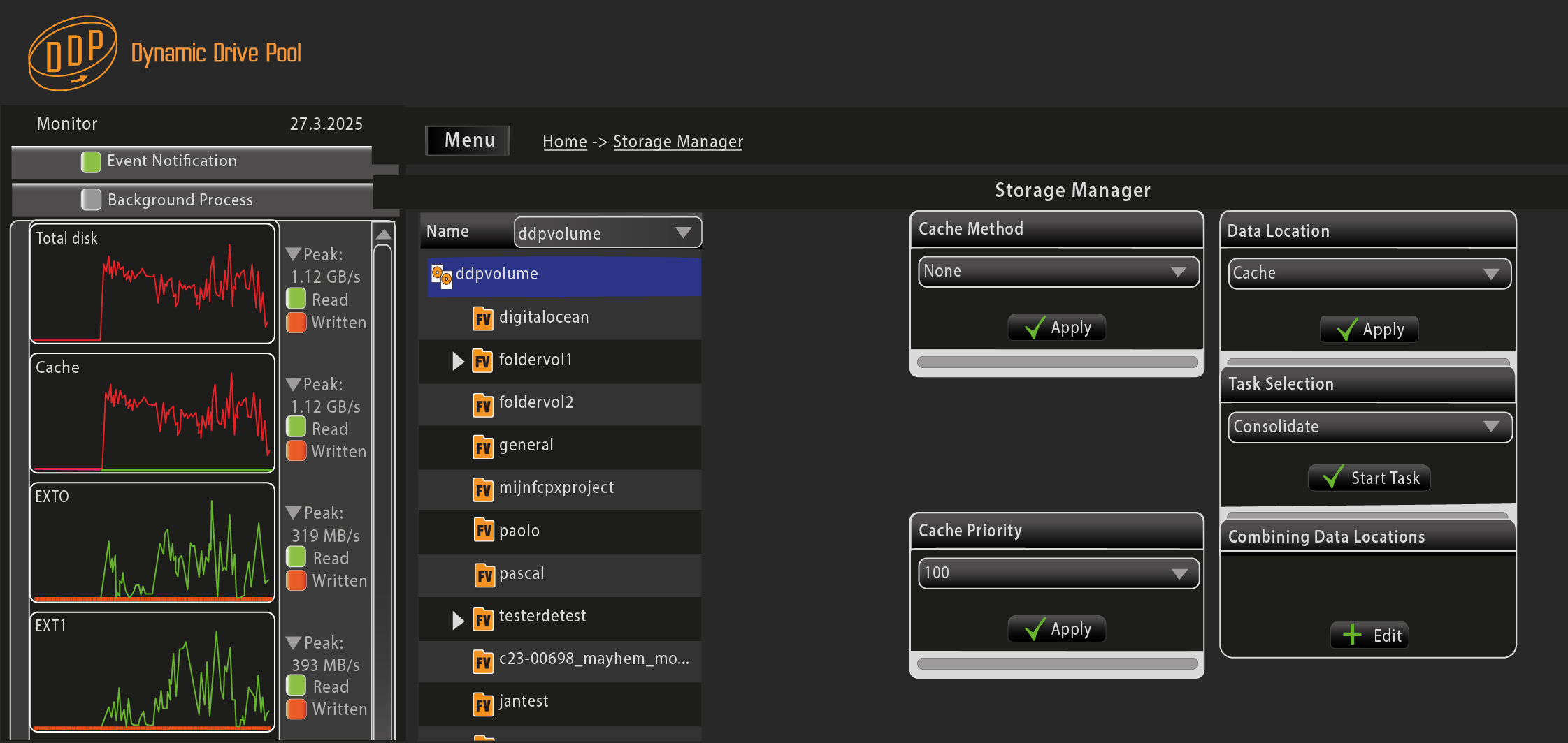 Project Caching view